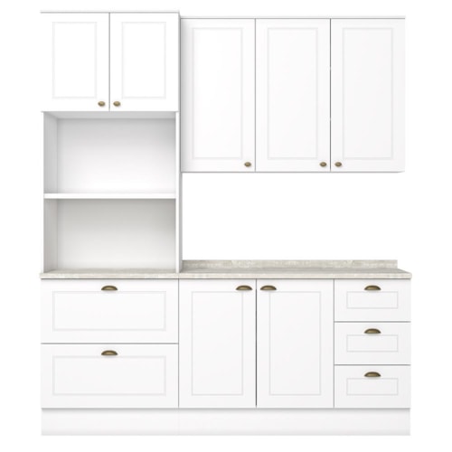 Cozinha Modulada Americana 3 Peças com Torre Quente 2 Fornos Branco/Calcare - Móveis Henn