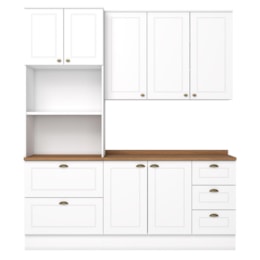 Cozinha Modulada Americana 3 Peças com Torre Quente 2 Fornos Branco/Nature - Móveis Henn 