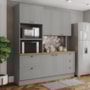 Cozinha Modulada Americana 3 Peças com Torre Quente 2 Fornos Cinza/Nature - Móveis Henn 