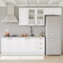 Cozinha Modulada Americana 4 Peças com Balcão 120cm sem Tampo Branco/Calcare - Móveis Henn