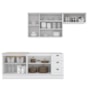 Cozinha Modulada Americana 4 Peças com Balcão 120cm sem Tampo Branco/Calcare - Móveis Henn