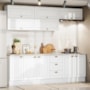 Cozinha Modulada Americana 8 Peças Balcão 120cm Branco/Calcare com Tampo - Móveis Henn