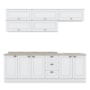 Cozinha Modulada Americana 8 Peças Balcão 120cm Branco/Calcare com Tampo - Móveis Henn