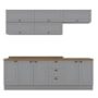 Cozinha Modulada Americana 8 Peças Balcão 120cm Cinza/Nature com Tampo - Móveis Henn