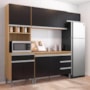 Cozinha Modulada Andréia 5 Peças 240cm Amêndoa/Preto - AJL Móveis