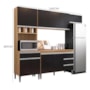 Cozinha Modulada Andréia 5 Peças 240cm Amêndoa/Preto - AJL Móveis