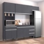 Cozinha Modulada Andréia 5 Peças 240cm Cinza - AJL Móveis