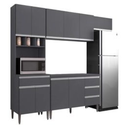 Cozinha Modulada Andréia 5 Peças 240cm Cinza - AJL Móveis Cozinha Modulada Andréia 5 Peças 240cm Cinza - AJL Móveis