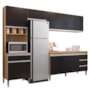 Cozinha Modulada Andréia 5 Peças 274cm Amêndoa/Preto - AJL Móveis