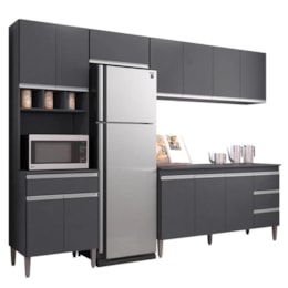 Cozinha Modulada Andréia 5 Peças 274cm Cinza - AJL Móveis Cozinha Modulada Andréia 5 Peças 274cm Cinza - AJL Móveis