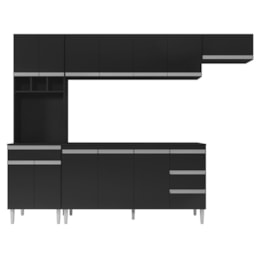 Cozinha Modulada Andréia 5 Peças 274cm Preto - AJL Móveis Cozinha Modulada Andréia 5 Peças 274cm Preto - AJL Móveis