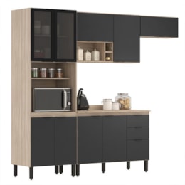 Cozinha Modulada Composição 6 Firenze 4 Peças Avena/Grafito - Demóbile Cozinha Modulada Composição 6 Firenze 4 Peças Avena/Grafito - Demóbile