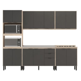 Cozinha Modulada Composição FHR001 Firenze 5 Peças Avena/Grafito - Demóbile Cozinha Modulada Composição FHR001 Firenze 5 Peças Avena/Grafito - Demóbile