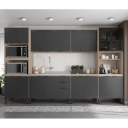 Cozinha Modulada Composição FMT006 Firenze 6 Peças Avena/Grafito - Demóbile   Cozinha Modulada Composição FMT006 Firenze 6 Peças Avena/Grafito - Demóbile