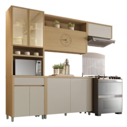 Cozinha Modulada Condessa 4 Peças com Paneleiro Carvalho/Greige - Nesher