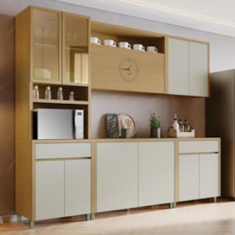 Cozinha Modulada Condessa 5 Peças com Paneleiro Carvalho/Greige - Nesher