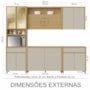 Cozinha Modulada Condessa 5 Peças com Paneleiro Carvalho/Greige - Nesher