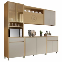 Cozinha Modulada Condessa 5 Peças com Paneleiro Carvalho/Greige - Nesher