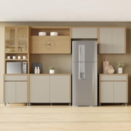 Cozinha Modulada Condessa 6 Peças com Paneleiro Carvalho/Greige - Nesher