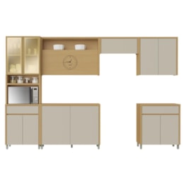 Cozinha Modulada Condessa 6 Peças com Paneleiro Carvalho/Greige - Nesher