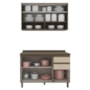 Cozinha Modulada Connect 2 Peças com Aéreo Basculante e Balcão 120cm Duna/Cristal - Móveis Henn