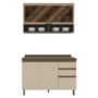Cozinha Modulada Connect 2 Peças com Aéreo Basculante e Balcão 120cm Duna/Cristal - Móveis Henn