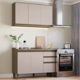 Cozinha Modulada Connect 2 Peças com Aéreo e Balcão 120cm Duna/Cristal - Móveis Henn