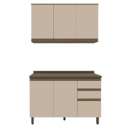 Cozinha Modulada Connect 2 Peças com Aéreo e Balcão 120cm Duna/Cristal - Móveis Henn