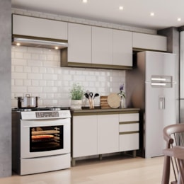 Cozinha Modulada Connect 4 Peças Balcão 120cm Duna/Cristal com Tampo MDP - Móveis Henn