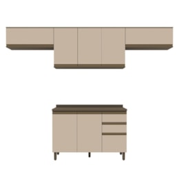 Cozinha Modulada Connect 4 Peças Balcão 120cm Duna/Cristal com Tampo MDP - Móveis Henn