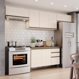 Cozinha Modulada Connect 4 Peças Balcão 120cm Off White com Tampo MDP - Móveis Henn