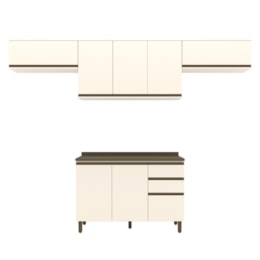 Cozinha Modulada Connect 4 Peças Balcão 120cm Off White com Tampo MDP - Móveis Henn