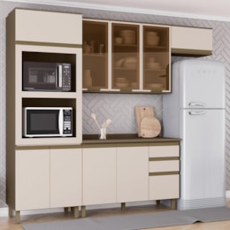 Cozinha Modulada Connect 4 Peças com Torre Quente 2 Fornos Duna/Cristal - Móveis Henn