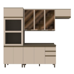 Cozinha Modulada Connect 4 Peças com Torre Quente 2 Fornos Duna/Cristal - Móveis Henn