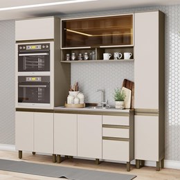 Cozinha Modulada Connect 4 Peças Duna/Cristal com Torre Quente 2 Fornos - Móveis Henn