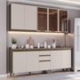 Cozinha Modulada Connect 5 Peças Aéreo 3 Portas Duna/Cristal com Vidro - Móveis Henn