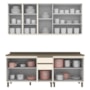 Cozinha Modulada Connect 5 Peças Aéreo 3 Portas Off White com Vidro - Móveis Henn