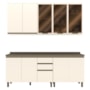 Cozinha Modulada Connect 5 Peças Aéreo 3 Portas Off White com Vidro - Móveis Henn