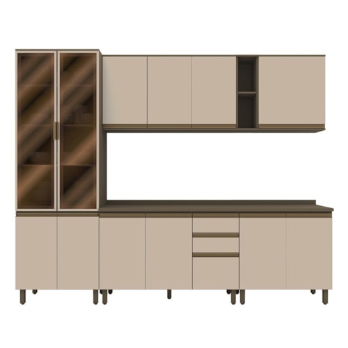Cozinha Modulada Connect 6 Peças com Cristaleira Duna/Cristal - Móveis Henn