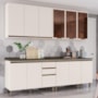 Cozinha Modulada Connect 7 Peças Aéreo 3 Portas Off White com Vidro - Móveis Henn