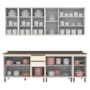 Cozinha Modulada Connect 7 Peças Aéreo 3 Portas Off White com Vidro - Móveis Henn