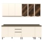 Cozinha Modulada Connect 7 Peças Aéreo 3 Portas Off White com Vidro - Móveis Henn