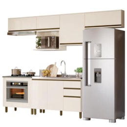 Cozinha Modulada Connect 7 Peças Off White com Balcão Forno - Móveis Henn Cozinha Modulada Connect 7 Peças Off White com Balcão Forno - Móveis Henn