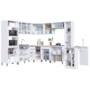 Cozinha Modulada de Canto Dinamarca 11 Peças com Torre Quente 2 Fornos e Bancada Branco - Indékes
