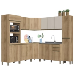 Cozinha Modulada de Canto Dinamarca 8 Peças com Torre Quente 2 Fornos Castani - Indékes