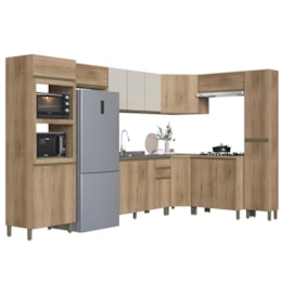 Cozinha Modulada de Canto Dinamarca 9 Peças com Torre Quente 2 Fornos e Paneleiro Castani - Indékes