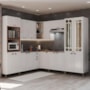 Cozinha Modulada de Canto Firenze 8 Peças com Torre Quente 2 Fornos Branco - Indékes