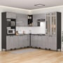Cozinha Modulada de Canto Firenze 8 Peças com Torre Quente 2 Fornos Chumbo/Titânio - Indékes