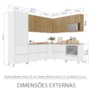 Cozinha Modulada de Canto Rainha 9 Peças com Paneleiro Branco/Nature - Nesher