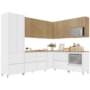 Cozinha Modulada de Canto Rainha 9 Peças com Paneleiro Branco/Nature - Nesher